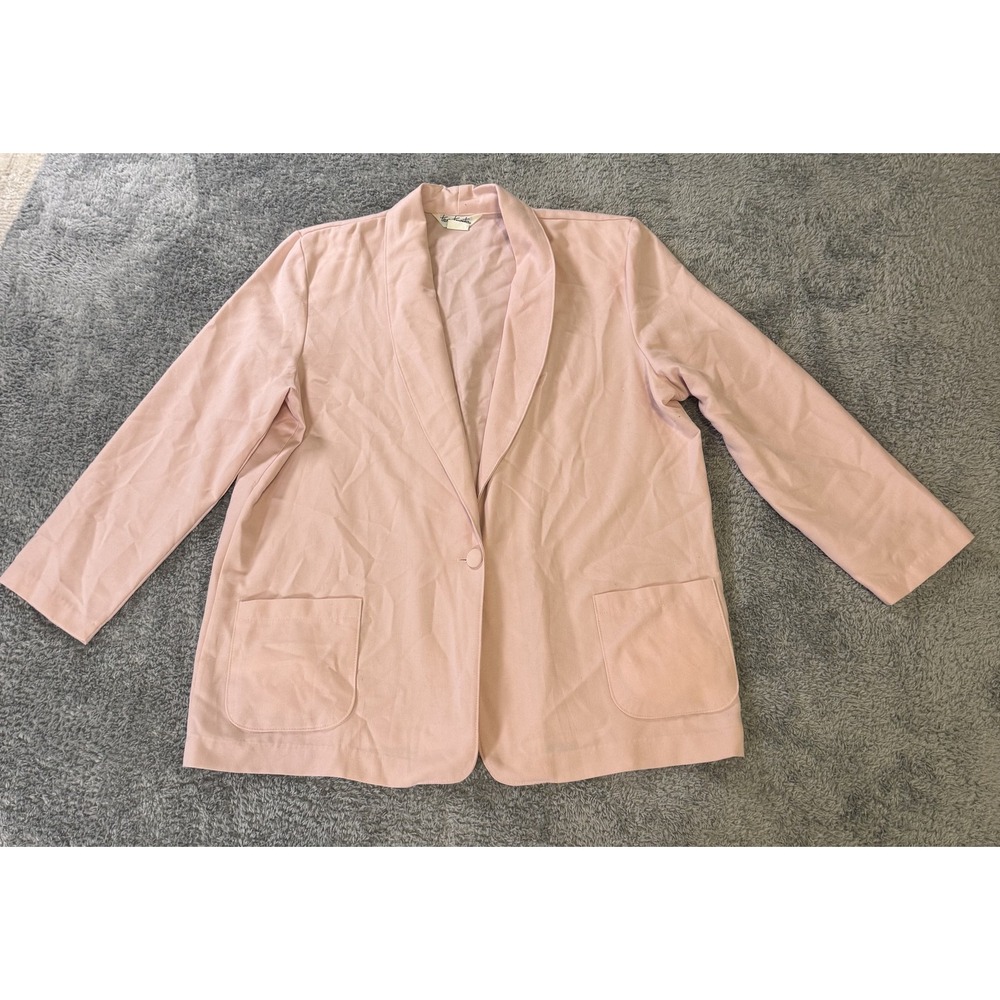 Two Twenty Womens Shawl Collar Blazer One Size Pink Single Button Lightweight